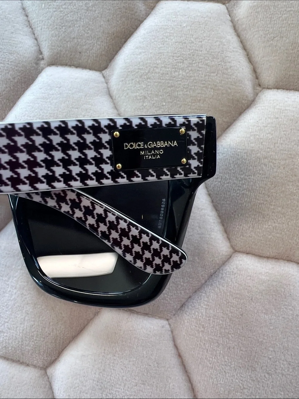 Authentic Dolce & Gabbana Black and White Houndstooth Sunglasses